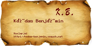 Kádas Benjámin névjegykártya